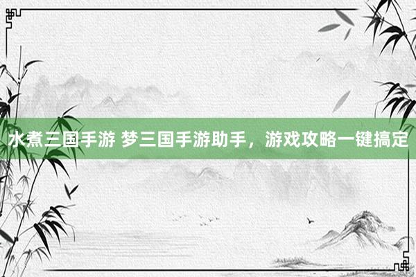 水煮三国手游 梦三国手游助手，游戏攻略一键搞定