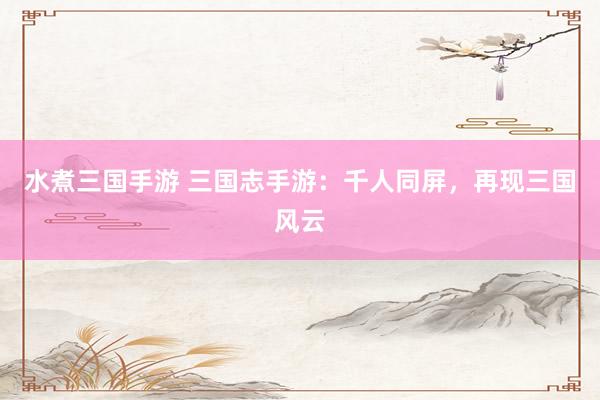 水煮三国手游 三国志手游：千人同屏，再现三国风云