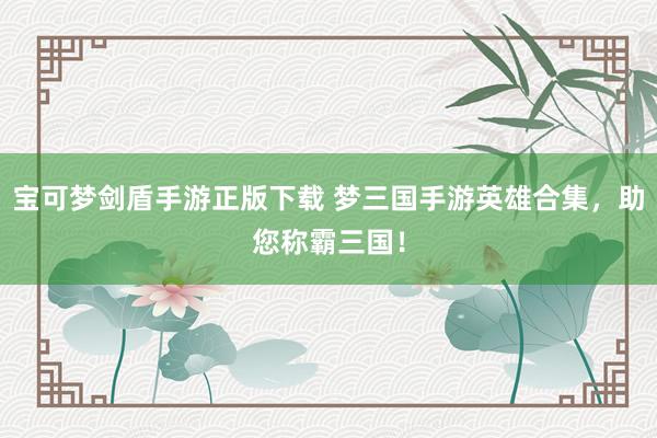 宝可梦剑盾手游正版下载 梦三国手游英雄合集，助您称霸三国！